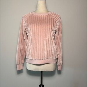 No Boundaries Pink Ribbed Crew Neck Sweater